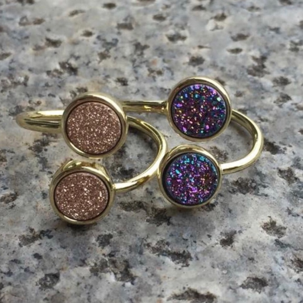 24K Gold Drusy Wrap Rings